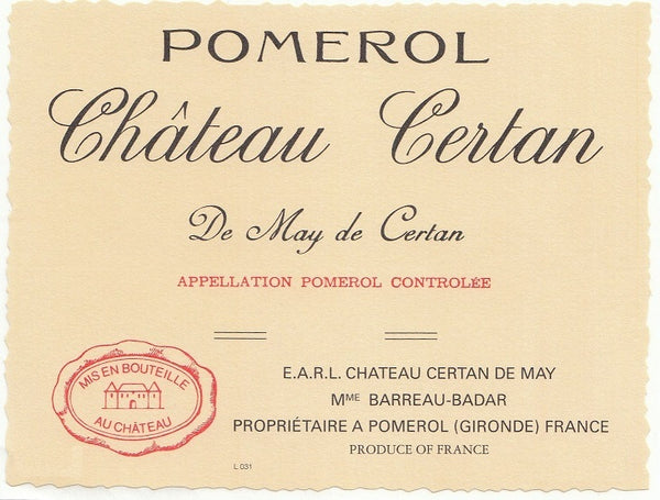 Chateau Certan de May 塞丹(色丹)迪美莊紅酒75cl