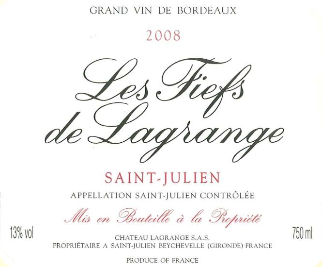 Les Fiefs de Lagrange 拉格喜(力關)副牌紅酒 75cl